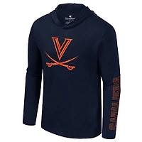 T-shirt à capuche et manches longues pour homme, bleu marine, Virginia Cavaliers, coloris pop, mélange actif