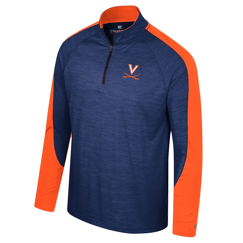 Men's Colosseum Navy Virginia Cavaliers Langmore Raglan Quarter-Zip Top