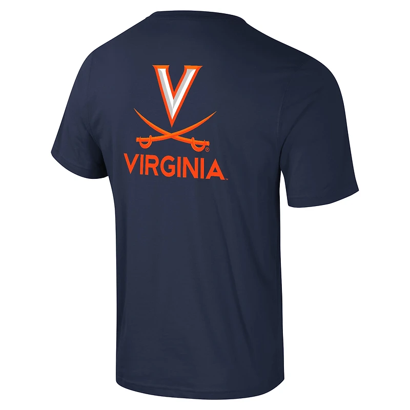 T-shirt Colosseum Navy Virginia Cavaliers Logo Lockup 2-Hit Active Blend pour hommes