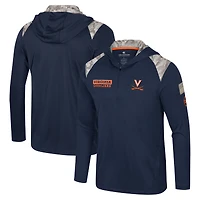 Veste à capuche fermeture éclair quart de tour pour homme Colosseum Navy Virginia Cavaliers OHT Military Appreciation