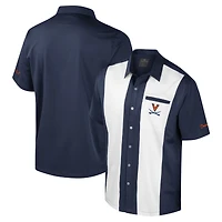 Chemise boutonnée de bowling pour homme Colosseum Navy Virginia Cavaliers Strike