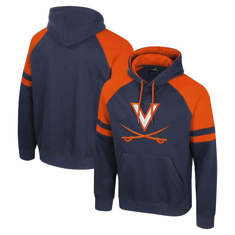 Men's Colosseum Navy Virginia Cavaliers Todd Raglan Pullover Hoodie