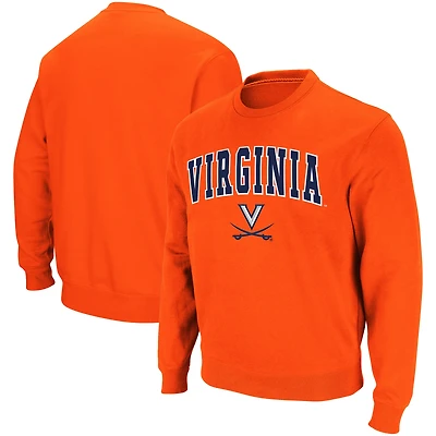 Sweat-shirt à enfiler en sergé orange Colosseum pour homme, avec logo et arche de l'équipe des Virginia Cavaliers.