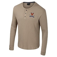 Men's Colosseum  Tan Virginia Cavaliers Great Outdoors Henley Long Sleeve Shirt