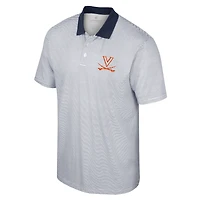 Men's Colosseum White/Navy Virginia Cavaliers Print Stripe Polo