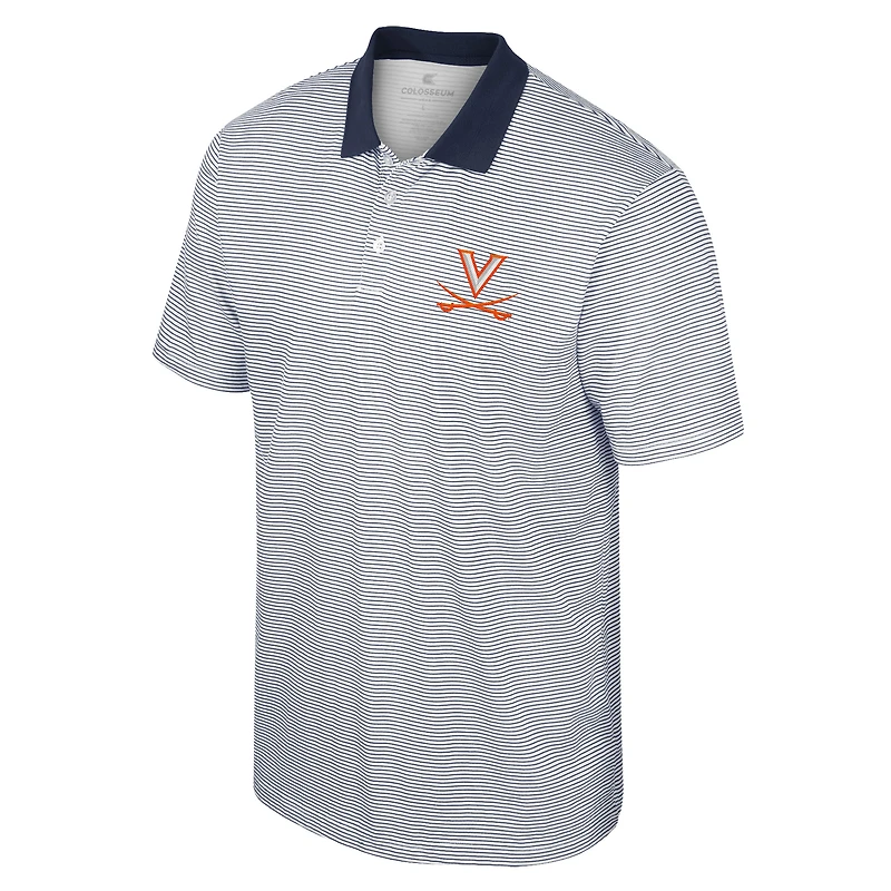 Men's Colosseum White/Navy Virginia Cavaliers Print Stripe Polo