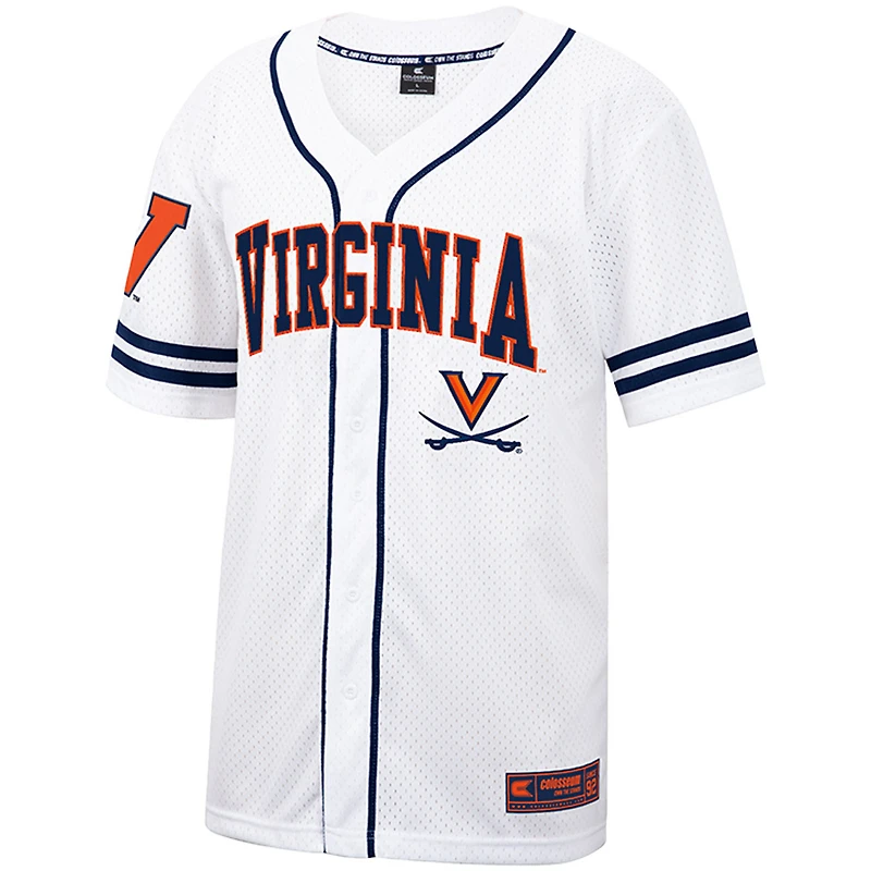 Men's Colosseum White Virginia Cavaliers Free Spirited Mesh Button-Up Baseball Jersey