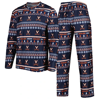 Men's Concepts Sport Navy Virginia Cavaliers Swivel Long Sleeve Top & Pants Sleep Set