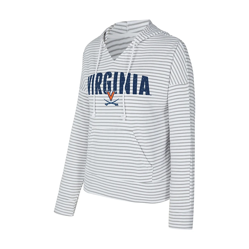 Men's Concepts Sport  White/Gray Virginia Cavaliers French Terry Striped V-Neck Pullover Hoodie