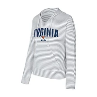 Men's Concepts Sport  White/Gray Virginia Cavaliers French Terry Striped V-Neck Pullover Hoodie