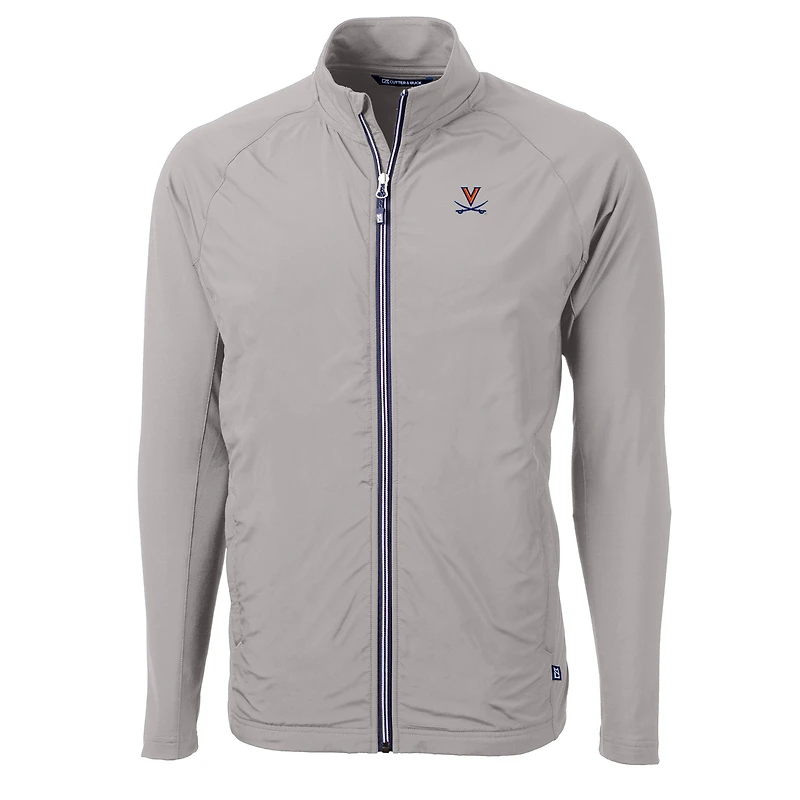 Men's Cutter & Buck Gray Virginia Cavaliers Big Tall Adapt Eco Knit Hybrid Recycled Full-Zip Jacket