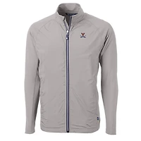 Men's Cutter & Buck Gray Virginia Cavaliers Big Tall Adapt Eco Knit Hybrid Recycled Full-Zip Jacket
