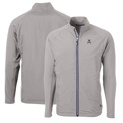 Men's Cutter & Buck Gray Virginia Cavaliers Big Tall Adapt Eco Knit Hybrid Recycled Full-Zip Jacket