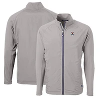 Men's Cutter & Buck Gray Virginia Cavaliers Big Tall Adapt Eco Knit Hybrid Recycled Full-Zip Jacket
