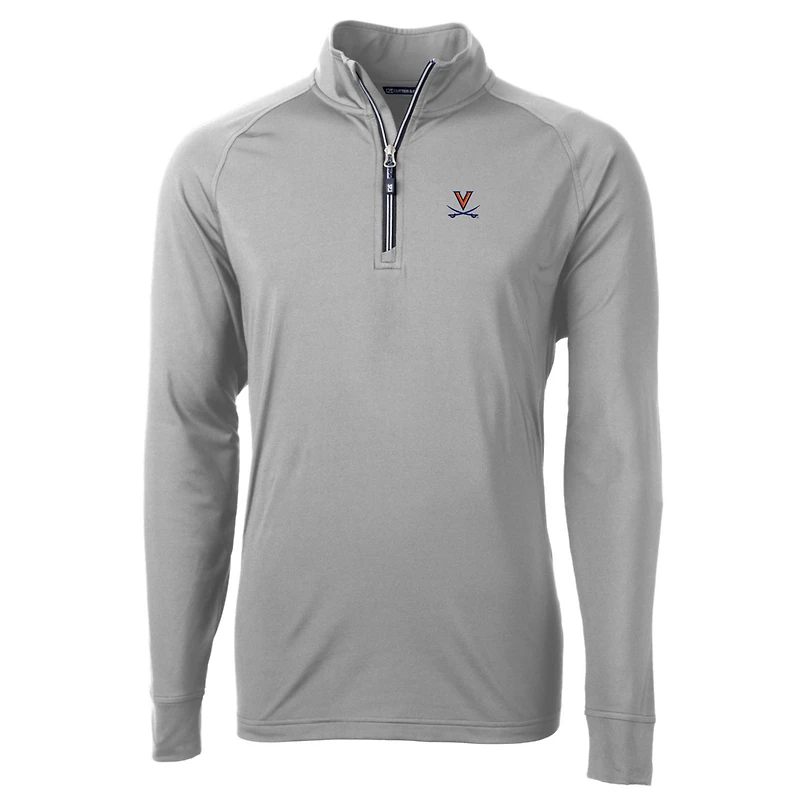 Veste pull-over zippée quart de tour en tricot écologique Adapt pour homme, coupe-vent et buck, gris, des Virginia Cavaliers, grande taille