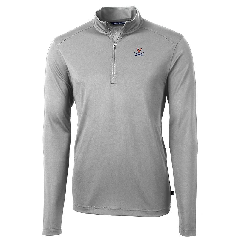 Pull zippé en piqué écologique recyclé pour homme, coupeur et buck, gris, Virginia Cavaliers, grandes tailles, Virtue