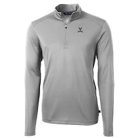 Pull zippé en piqué écologique recyclé pour homme, coupeur et buck, gris, Virginia Cavaliers, grandes tailles, Virtue