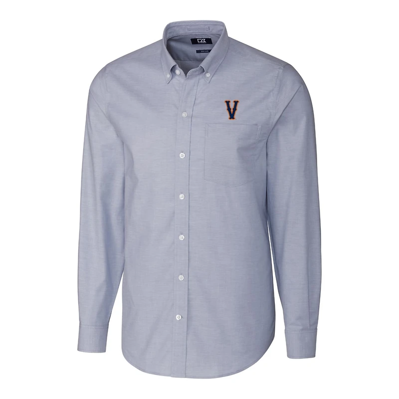 Men's Cutter & Buck Light Blue Virginia Cavaliers Vault Stretch Oxford Long Sleeve Button-Down Shirt