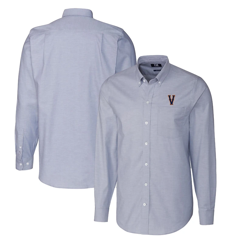 Men's Cutter & Buck Light Blue Virginia Cavaliers Vintage Vault Big Tall Oxford Long Sleeve Button-Down Shirt