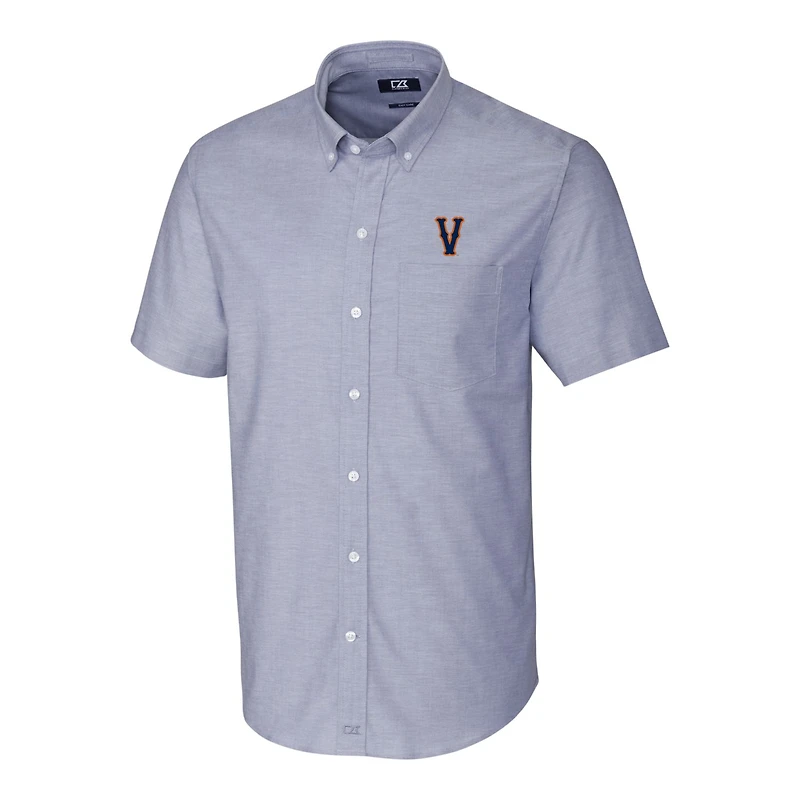 Men's Cutter & Buck Light Blue Virginia Cavaliers Vintage Vault Stretch Oxford Short Sleeve Button-Down Shirt