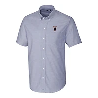 Men's Cutter & Buck Light Blue Virginia Cavaliers Vintage Vault Stretch Oxford Short Sleeve Button-Down Shirt