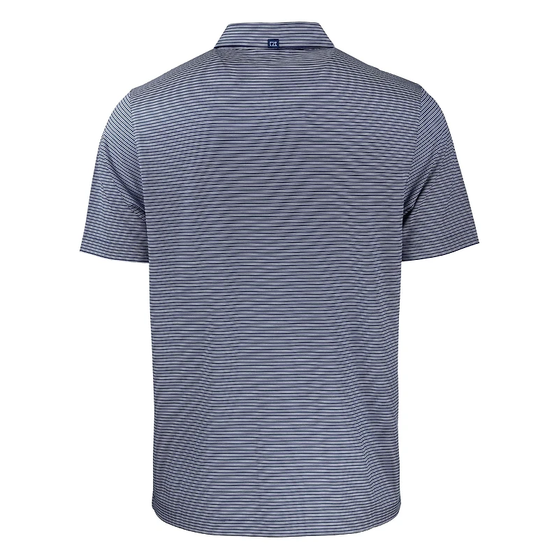 Men's Cutter & Buck Navy/White Virginia Cavaliers Forge Eco Double Stripe Stretch Recycled Polo