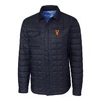 Men's Cutter & Buck Navy Virginia Cavaliers Vintage Rainier PrimaLoft Eco Insulated Quilted Button-Up Shacket