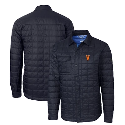 Men's Cutter & Buck Navy Virginia Cavaliers Vintage Rainier PrimaLoft Eco Insulated Quilted Button-Up Shacket