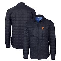 Men's Cutter & Buck Navy Virginia Cavaliers Vintage Rainier PrimaLoft Eco Insulated Quilted Button-Up Shacket