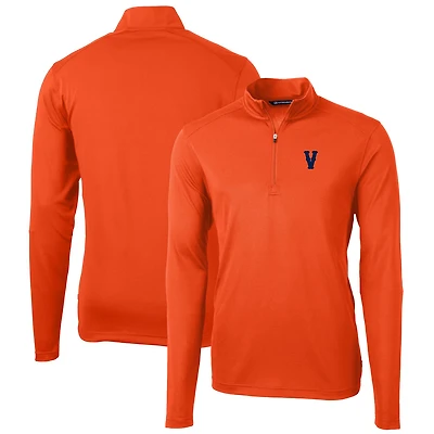 Men's Cutter & Buck Orange Virginia Cavaliers Vintage Virtue Eco Pique Recycled Quarter-Zip Pullover Top