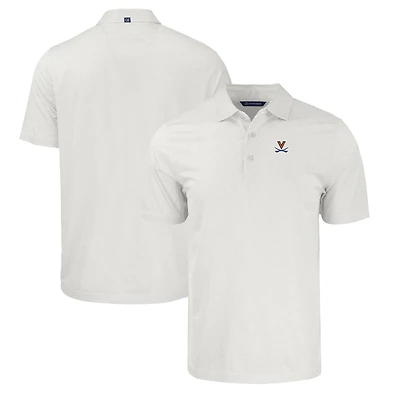 Men's Cutter & Buck White/Gray Virginia Cavaliers Pike Eco Symmetry Print Stretch Recycled Polo
