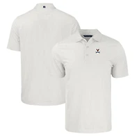 Men's Cutter & Buck White/Gray Virginia Cavaliers Pike Eco Symmetry Print Stretch Recycled Polo