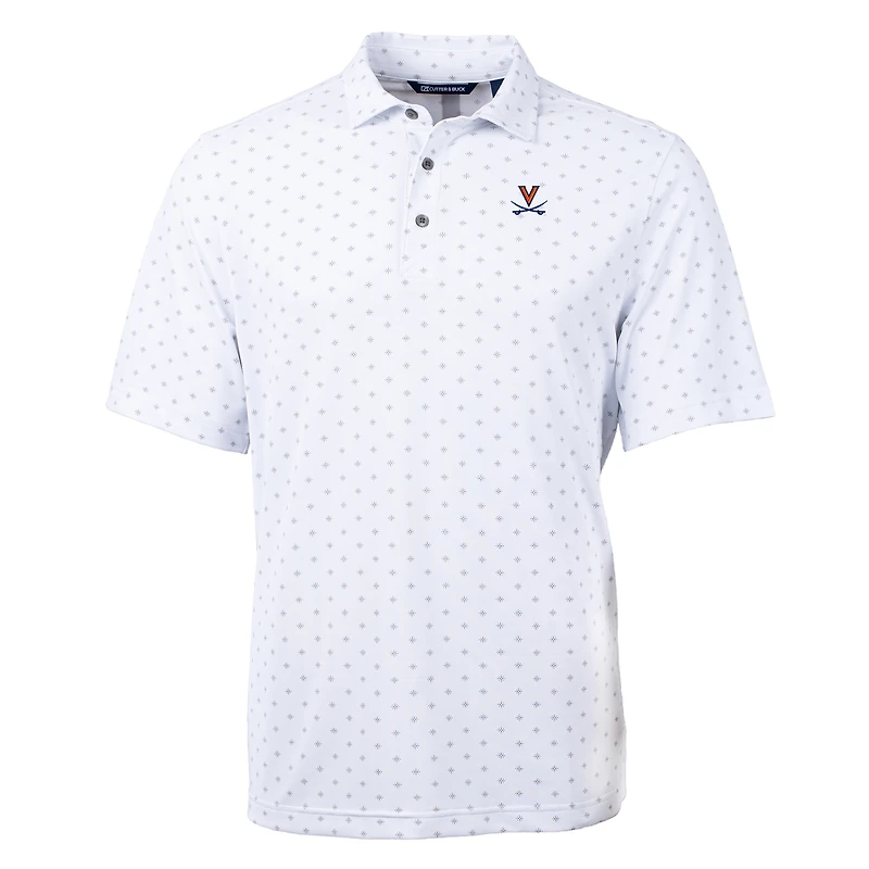 Men's Cutter & Buck White Virginia Cavaliers Big Tall Virtue Eco Pique Tile Print Recycled Polo