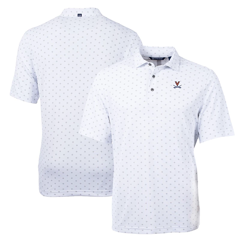 Men's Cutter & Buck White Virginia Cavaliers Big Tall Virtue Eco Pique Tile Print Recycled Polo