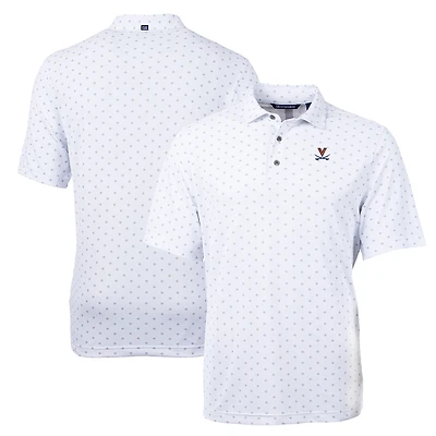 Men's Cutter & Buck White Virginia Cavaliers Big Tall Virtue Eco Pique Tile Print Recycled Polo