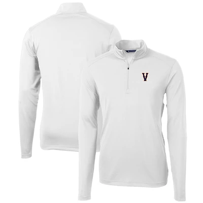 Pull zippé quart de tour en piqué écologique recyclé pour homme, Cutter & Buck, blanc, des Virginia Cavaliers, équipe vintage, taille grande et taille, Virtue