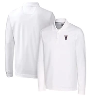 Men's Cutter & Buck White Virginia Cavaliers Vintage Vault Advantage Tri-Blend Pique Big Tall Long Sleeve Polo