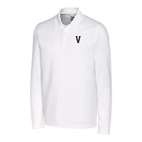 Men's Cutter & Buck White Virginia Cavaliers Vintage Vault Advantage Tri-Blend Pique Big Tall Long Sleeve Polo