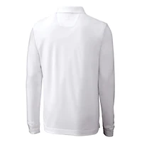 Men's Cutter & Buck White Virginia Cavaliers Vintage Vault Advantage Tri-Blend Pique Big Tall Long Sleeve Polo