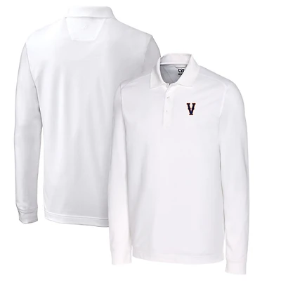 Men's Cutter & Buck White Virginia Cavaliers Vintage Vault Advantage Tri-Blend Pique Big Tall Long Sleeve Polo