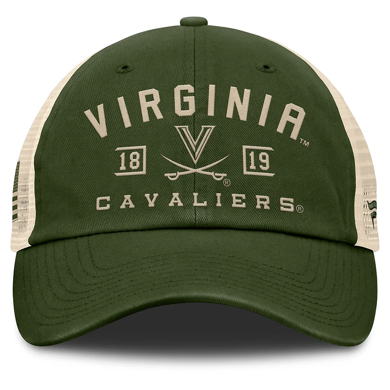 Men's Fanatics Olive Virginia Cavaliers OHT Military Appreciation Frontier Trucker Adjustable Hat