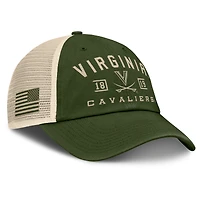 Men's Fanatics Olive Virginia Cavaliers OHT Military Appreciation Frontier Trucker Adjustable Hat