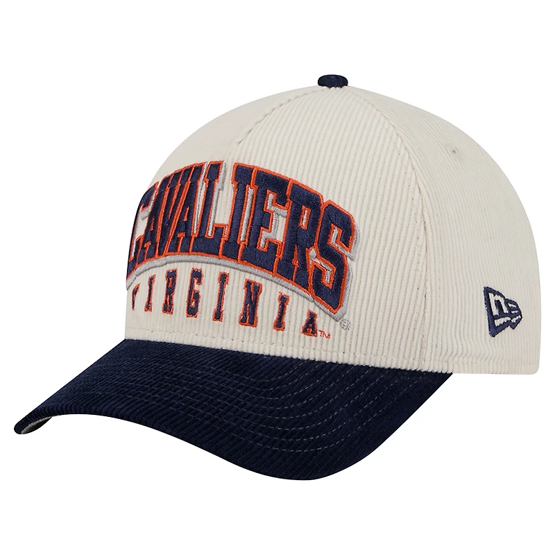 Men's New Era Navy/Cream Virginia Cavaliers Arch Two-Tone Corduroy 9FORTY A-Frame Adjustable Hat
