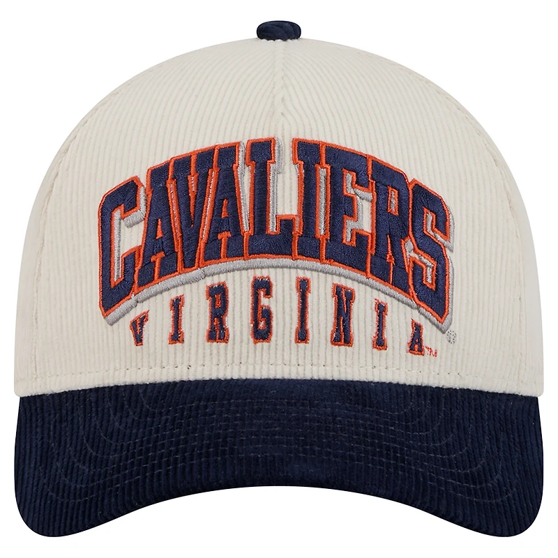 Men's New Era Navy/Cream Virginia Cavaliers Arch Two-Tone Corduroy 9FORTY A-Frame Adjustable Hat