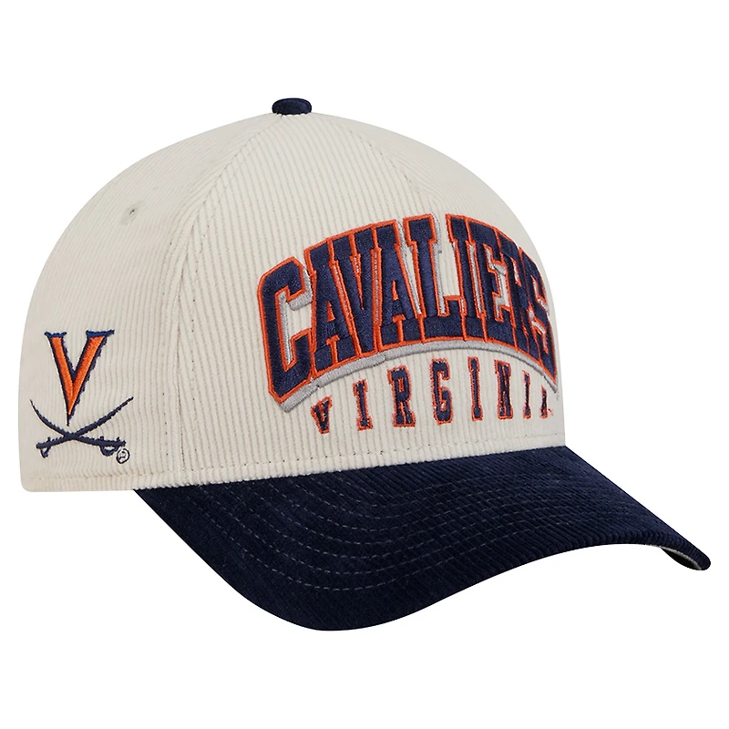 Men's New Era Navy/Cream Virginia Cavaliers Arch Two-Tone Corduroy 9FORTY A-Frame Adjustable Hat