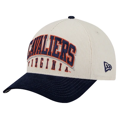 Men's New Era Navy/Cream Virginia Cavaliers Arch Two-Tone Corduroy 9FORTY A-Frame Adjustable Hat