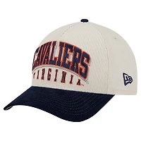 Men's New Era Navy/Cream Virginia Cavaliers Arch Two-Tone Corduroy 9FORTY A-Frame Adjustable Hat
