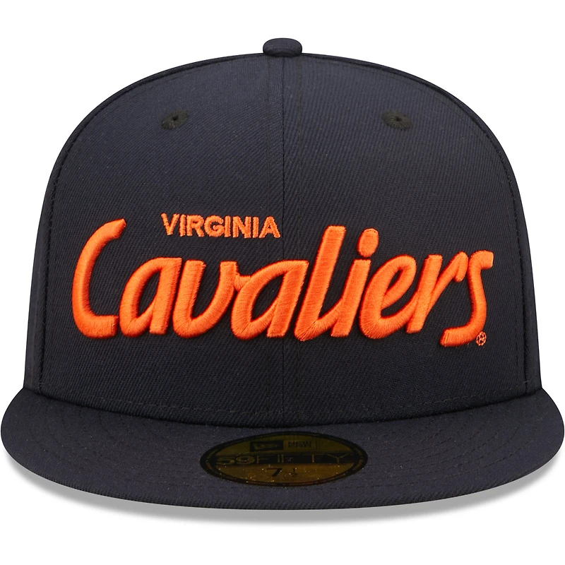 Men's New Era Navy Virginia Cavaliers Script Original 59FIFTY Fitted Hat