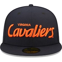 Men's New Era Navy Virginia Cavaliers Script Original 59FIFTY Fitted Hat