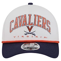 Men's New Era White/Navy Virginia Cavaliers Arch Two-Tone Rope 9FORTY A-Frame M-Crown Adjustable Hat